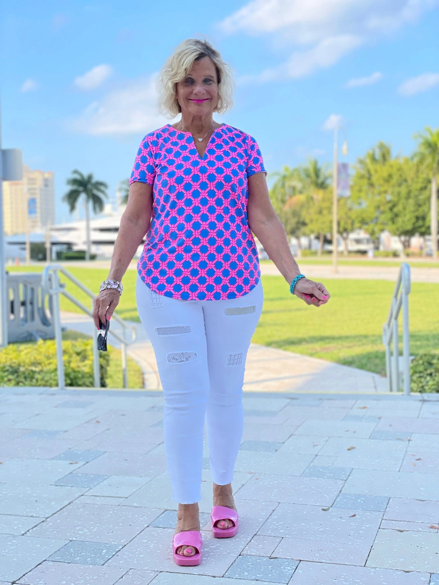 PINK SPADE SHORT SLEEVE TOP