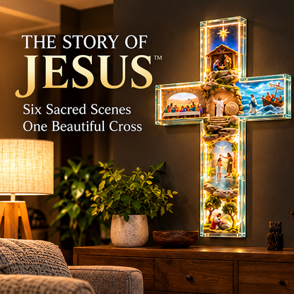 ✝️ Jesus Story Cross Night Light – 6 Scenes of Faith & Inspiration