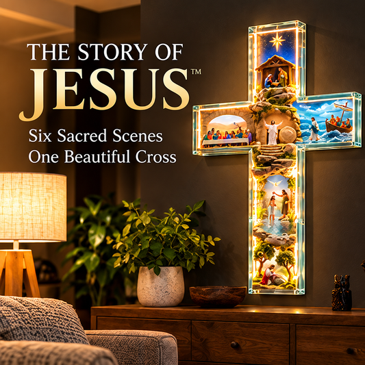 ✝️ Jesus Story Cross Night Light – 6 Scenes of Faith & Inspiration