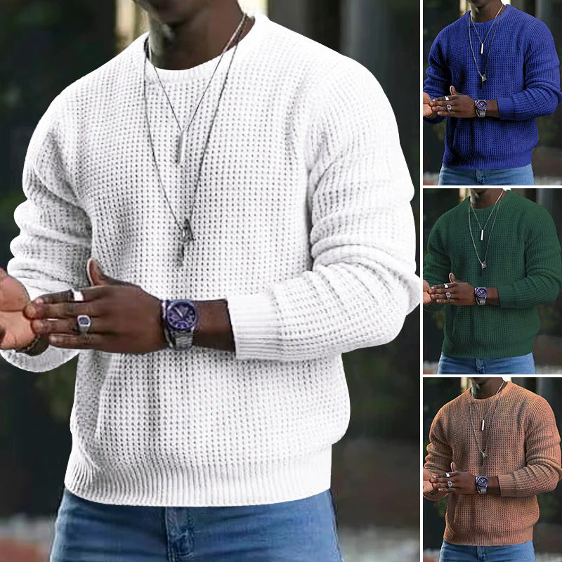 Men’s Classic Crewneck Sweater – Soft Long-Sleeve Pullover with Ribbed Trim