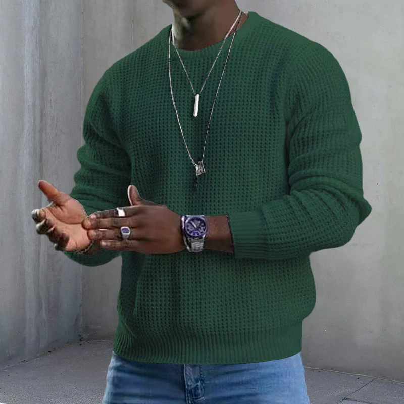 Men’s Classic Crewneck Sweater – Soft Long-Sleeve Pullover with Ribbed Trim